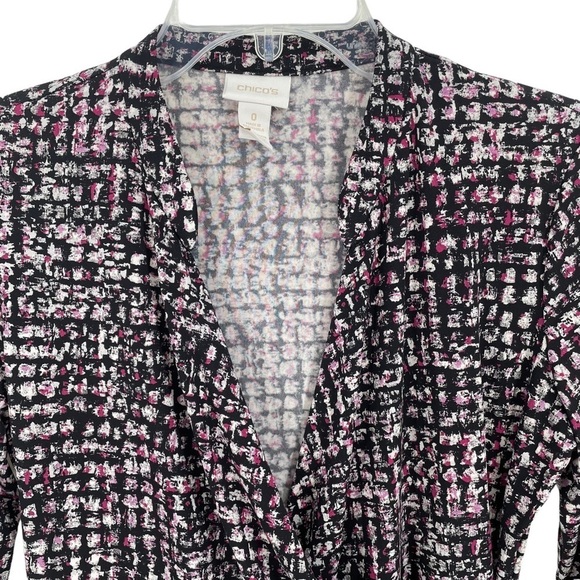 Chico's Multi-Color Abstract Print V-Neck Blouse - Chico's Sz 0 / US Sz S/4 - Picture 4 of 14